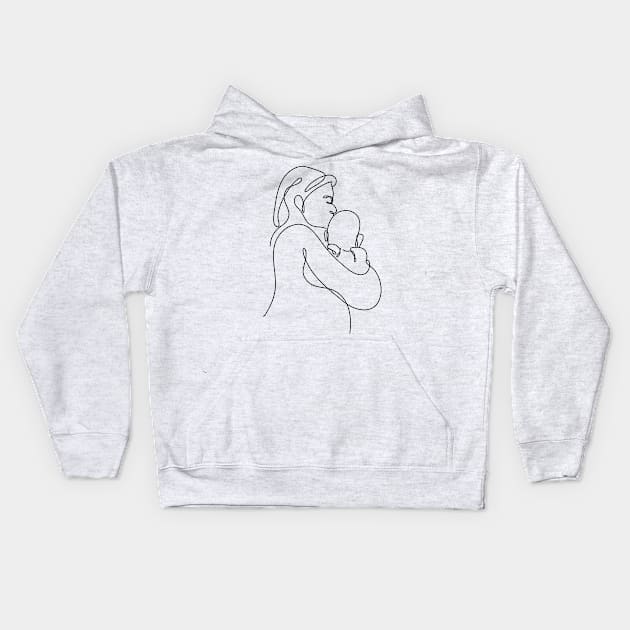 Women Day continuous drawing Line Art Minimalist Kids Hoodie by Twiri